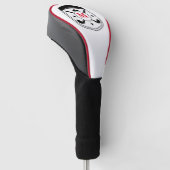 Zwart-rood monogram op maat golfheadcover (Schuin)