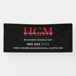 Zwart Rood Monogram Zakelijk Logo Spandoek