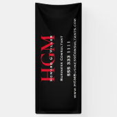 Zwart Rood Monogram Zakelijk Logo Spandoek (Verticaal)