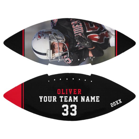 Zwart rood naam nummer team foto american football (Panelen)