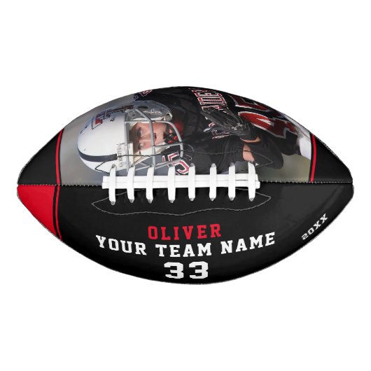 Zwart rood naam nummer team foto american football (Voorkant)