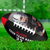 Zwart rood naam nummer team foto american football