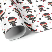 Zwart Rood Ninja Warrior Samurai Verjaardagscadeau Cadeaupapier (Rol Hoek)