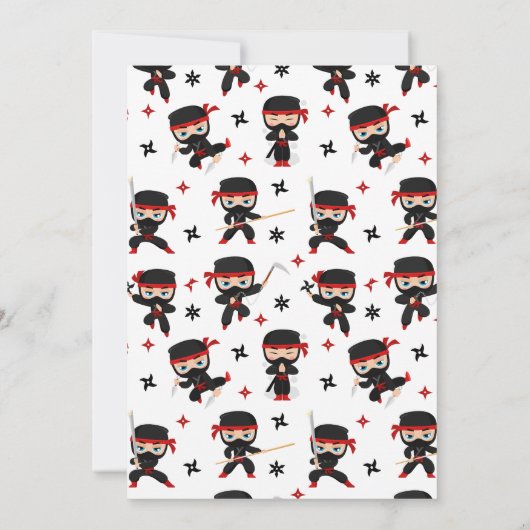 Zwart Rood Ninja Warrior Verjaardag Jongen Uitnodi Kaart (Achterkant)