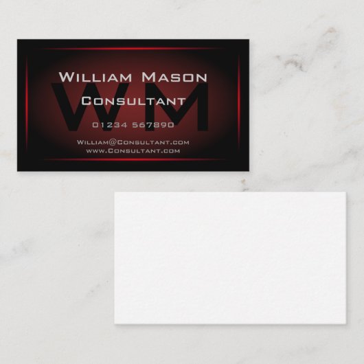 Zwart-rood-omhuld monogram - Visitekaartje (Voorkant / Achterkant)