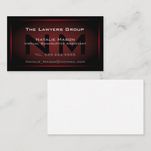 Zwart-rood-omhuld monogram - Visitekaartje (Voorkant / Achterkant)