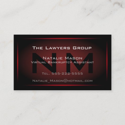 Zwart-rood-omhuld monogram - Visitekaartje (Voorkant)