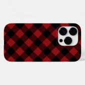 Zwart Rood Plaid Check iPhone Case (Achterkant (horizontaal))