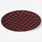 Zwart Rood Plaid Check Paper Borden Papieren Bordje (Gekanteld)