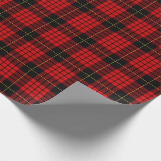 Zwart Rood Plaid Check Tartan Cadeaupapier (Hoek)