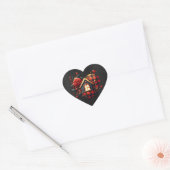 Zwart Rood Plaid Valentijn Hart Sticker (Envelop)