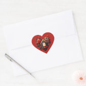 Zwart Rood Plaid Valentijn Hart Sticker (Envelop)