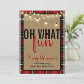 Zwart & Rood Plakken Check Bruin Kraft Typografie Feestdagenkaart (Staand voorkant)