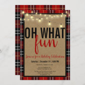 Zwart & Rood Plakken Check Fun Holiday Party Uitno Feestdagenkaart (Voorkant / Achterkant)