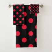Zwart & Rood Polka stippen Bad Handdoek (Insitu)