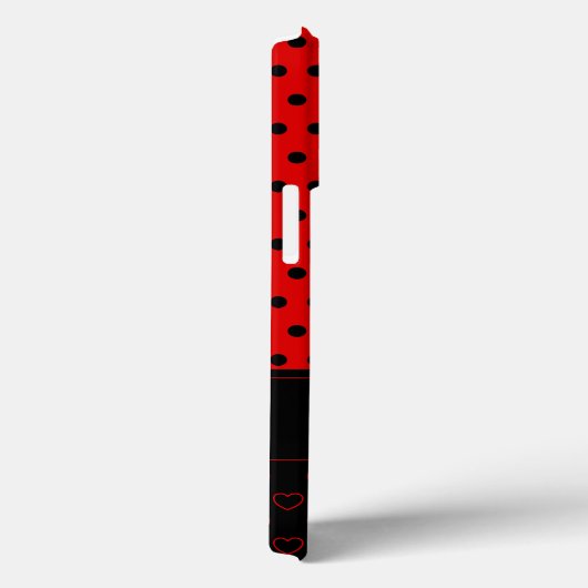 Zwart-rood-poolpuntpatroon, aangepaste naam Case-Mate iPhone case (Achterkant / Rechts)