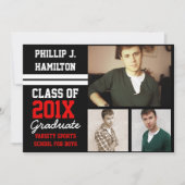 Zwart/rood porty-dozen 3 Foto-Afstuderen Kaart (Voorkant)