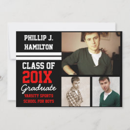 Zwart/rood porty-dozen 3 Foto-Afstuderen Kaart