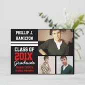 Zwart/rood porty-dozen 3 Foto-Afstuderen Kaart (Staand voorkant)