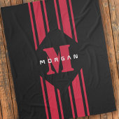 Zwart Rood Racing Auto Streep Monogram Fleece Deken