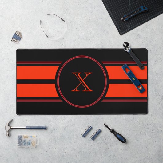 Zwart Rood Racing Stripes Monogram Bureaumat (Werkstation)
