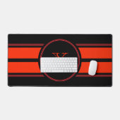 Zwart Rood Racing Stripes Monogram Bureaumat (Keyboard & Muis)
