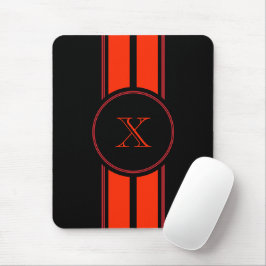 Zwart Rood Racing Stripes Monogram Muismat