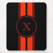 Zwart Rood Racing Stripes Monogram Muismat (Voorkant)