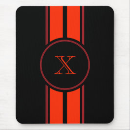 Zwart Rood Racing Stripes Monogram Muismat