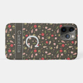 Zwart Rood Roze Bloemen Minimale Elegante Patroonn Case-Mate iPhone Case (Achterkant (horizontaal))