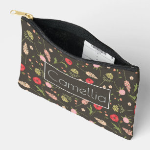 Zwart Rood Roze Bloemen Minimale Elegante Patroonn Etui