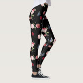 Zwart Rood & roze bloemenprint & blauwe vlinder Leggings (Rechts)