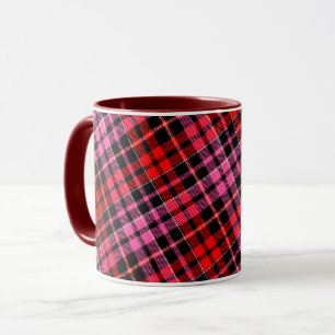 Zwart Rood Roze Geruite Schotse Ruit Design  Mok