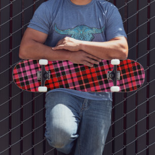 Zwart Rood Roze Geruite Schotse Ruit Design Persoonlijk Skateboard
