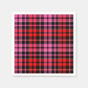 Zwart Rood Roze Geruite Schotse Ruit Design  Servet