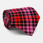 Zwart Rood Roze Geruite Schotse Ruit Design  Stropdas (Opgerold)
