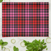 Zwart Rood Roze Geruite Schotse Ruit Design Theedoek (Gevouwen)