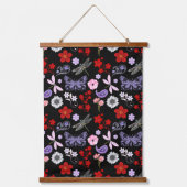 Zwart, rood, roze, Paars, lippenvlinder Hangend Wandkleed (Voorkant)