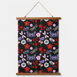 Zwart, rood, roze, Paars, lippenvlinder Hangend Wandkleed