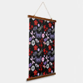 Zwart, rood, roze, Paars, lippenvlinder Hangend Wandkleed (Gebogen)