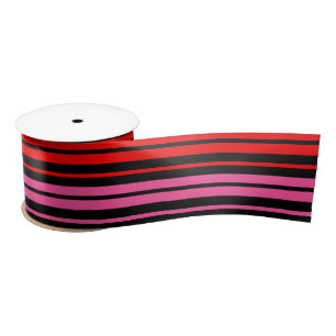Zwart rood roze verticale strepen design klassiek  satijnen lint