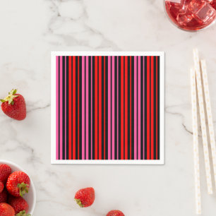 Zwart rood roze verticale strepen design klassiek  servet