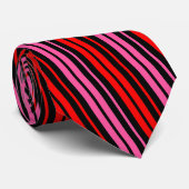 Zwart rood roze verticale strepen design klassiek  stropdas (Opgerold)