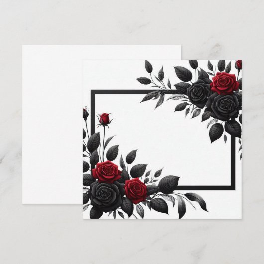 Zwart & Rood Rozen Kaart (Voorkant / Achterkant)
