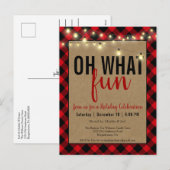 Zwart & rood ruitjespatroon rustic feestje feestdagenkaart (Voorkant / Achterkant)