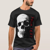 Zwart Rood Schedel Horror Tekst Mannen Modern Hall T-shirt (Voorkant)