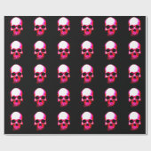 Zwart & Rood Schedel Kerst Wrapping Papier (Vlak)