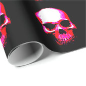 Zwart & Rood Schedel Kerst Wrapping Papier (Rol Hoek)