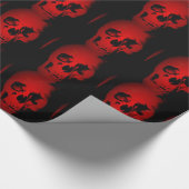 Zwart & Rood Schedel Kerst Wrapping Papier (Hoek)