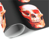 Zwart & Rood Schedel Kerst Wrapping Papier (Rol Hoek)